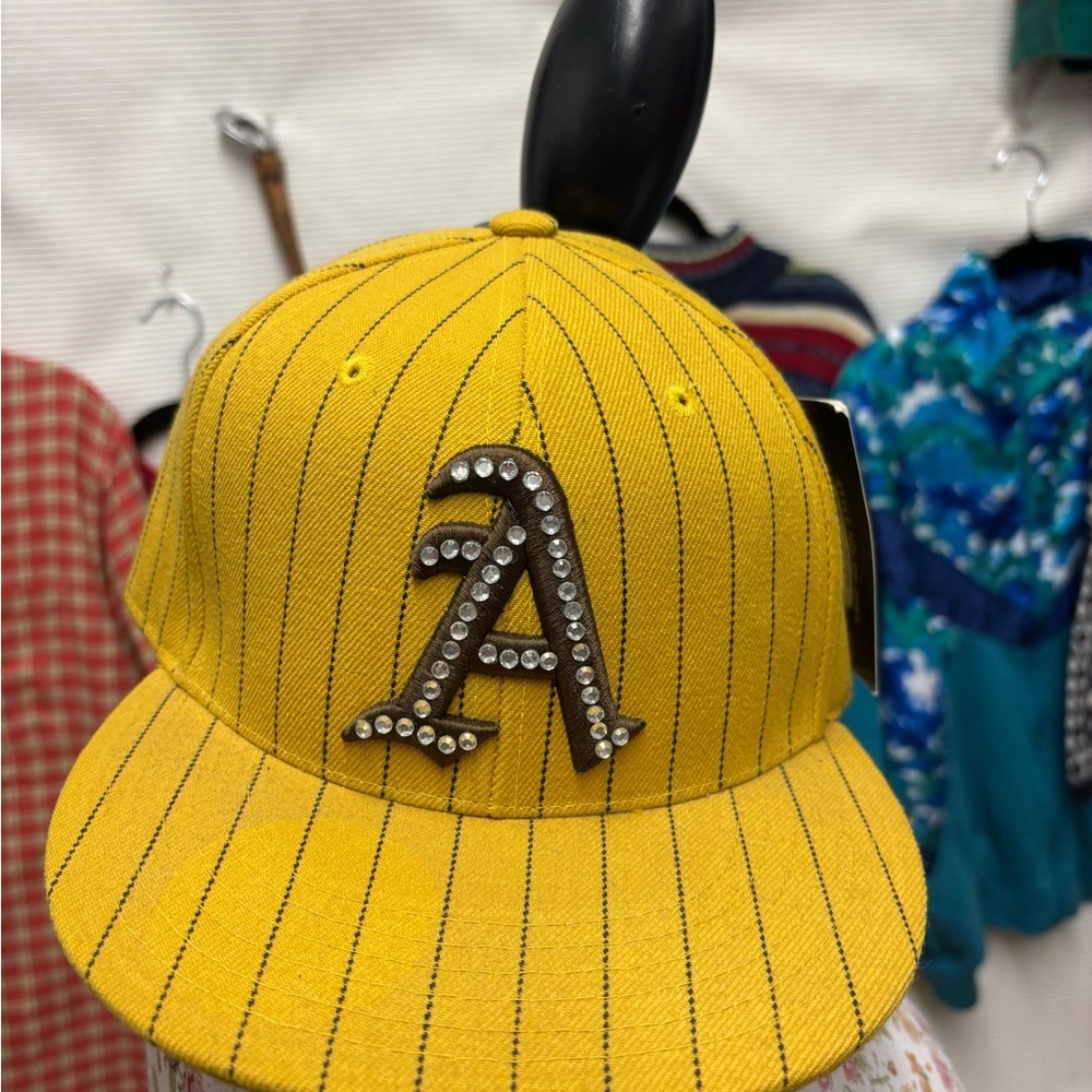 Hunter Yellow Cap with Rhinestone Accent - Picture 1 of 5